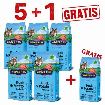 WINNER PLUS HOLISTIC "NEW" Duck & Potato 5 x 12 kg Sparpaket + 12kg Gratis