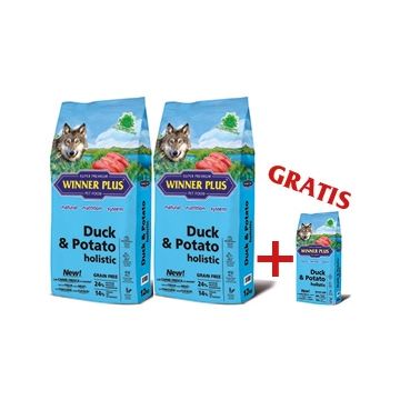 WINNER PLUS HOLISTIC "NEW" Duck & Potato 2 x 12 kg Sparpaket + 2kg Gratis