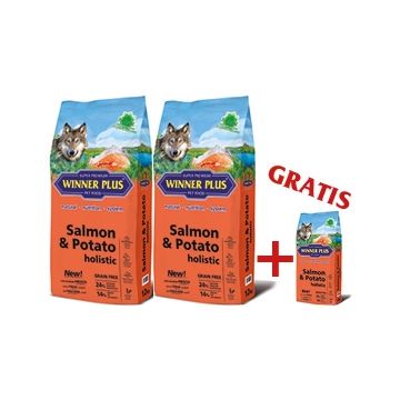 WINNER PLUS HOLISTIC "NEW" Salmon & Potato 2 x 12 kg Sparpaket + 2kg Gratis