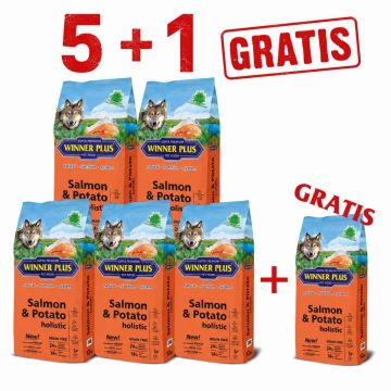 WINNER PLUS HOLISTIC "NEW" Salmon & Potato 5 x 12 kg Sparpaket + 12kg Gratis