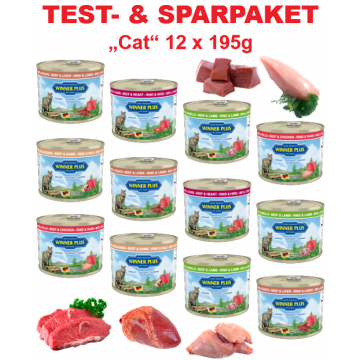 WP SUPER PREMIUM MENUE CAT Testpaket Katze, 12 Dosen a´ 195g