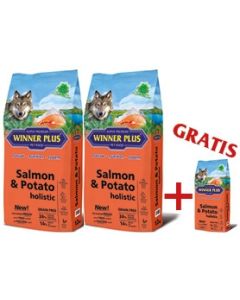WINNER PLUS HOLISTIC "NEW" Salmon & Potato 2 x 12 kg Sparpaket + 2kg Gratis